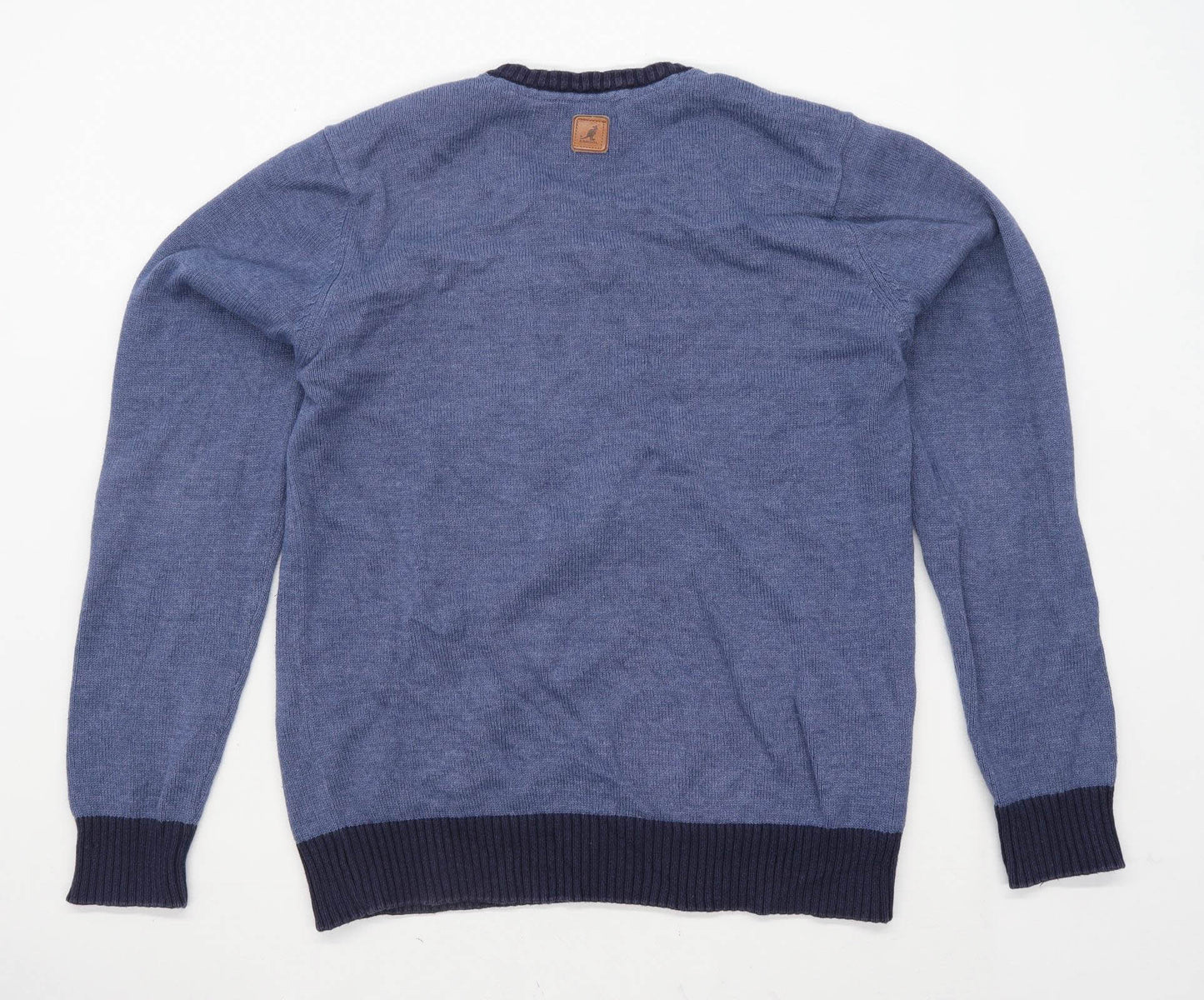 Kangol Mens Size M Cotton Blend Blue V-Neck Jumper