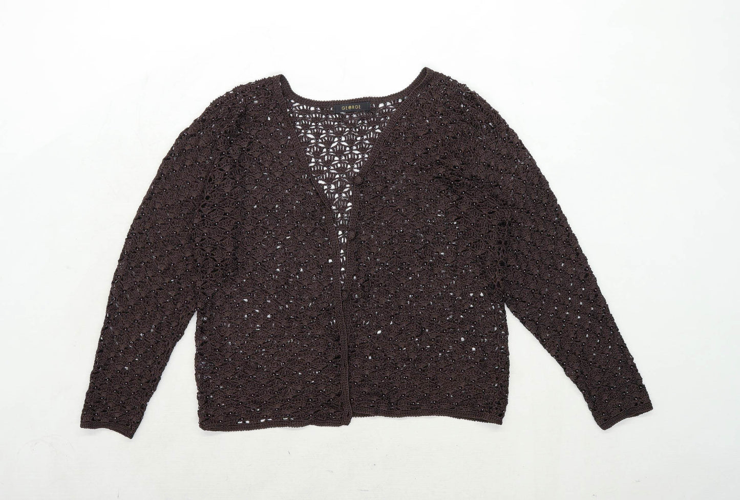 George Womens Size 16-18 Brown Pearl Cardigan (Regular)