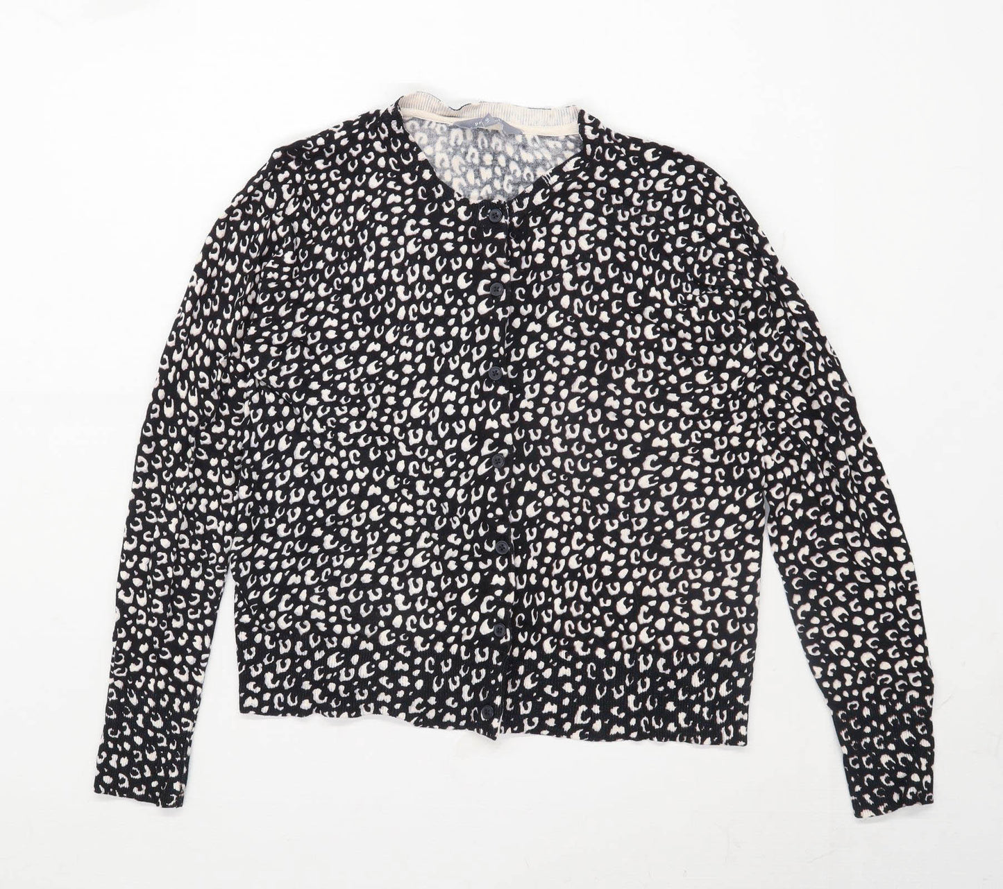 Principles Womens Size 16 Animal Print Black Cardigan (Regular)