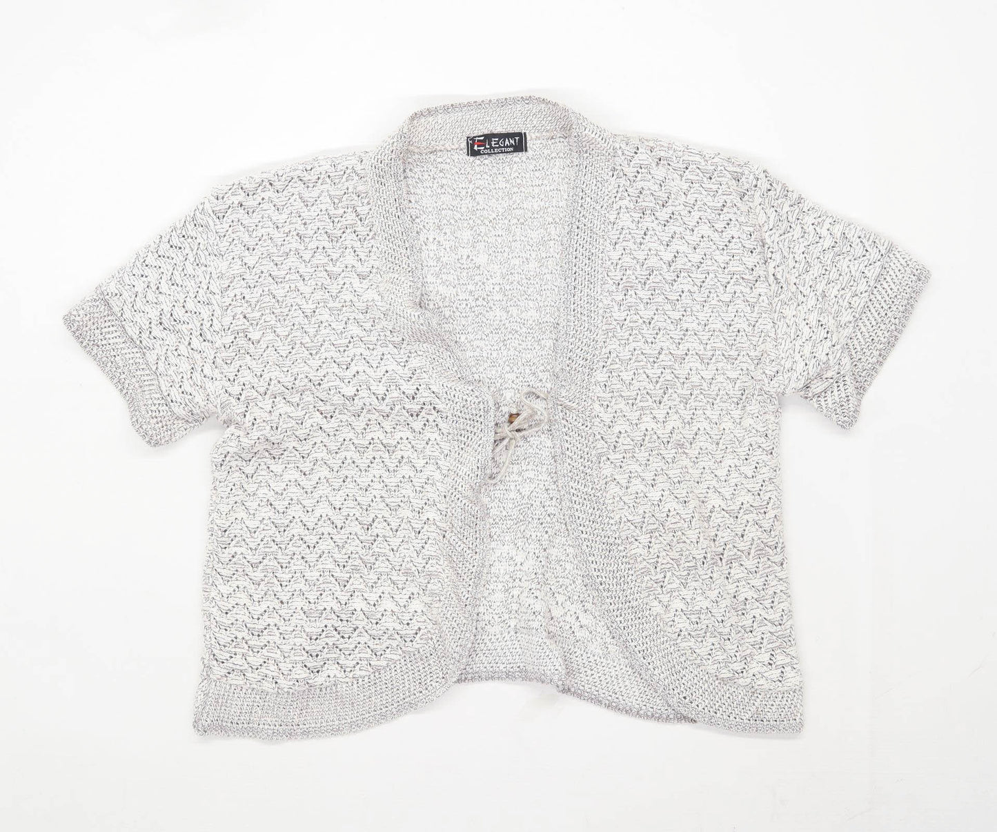Elegant Collection Womens Size L-XL Geometric Cotton Blend Beige Cardigan (Regular)