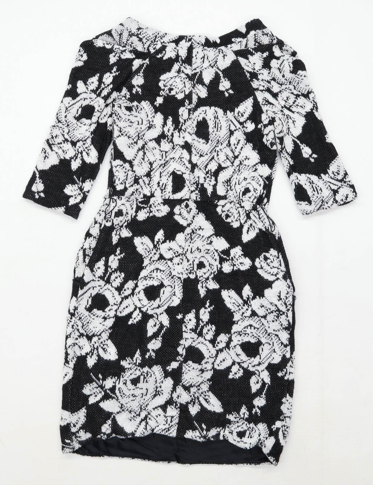 Miss Sixty Womens Size S Floral Cotton Blend Grey Dress (Regular)