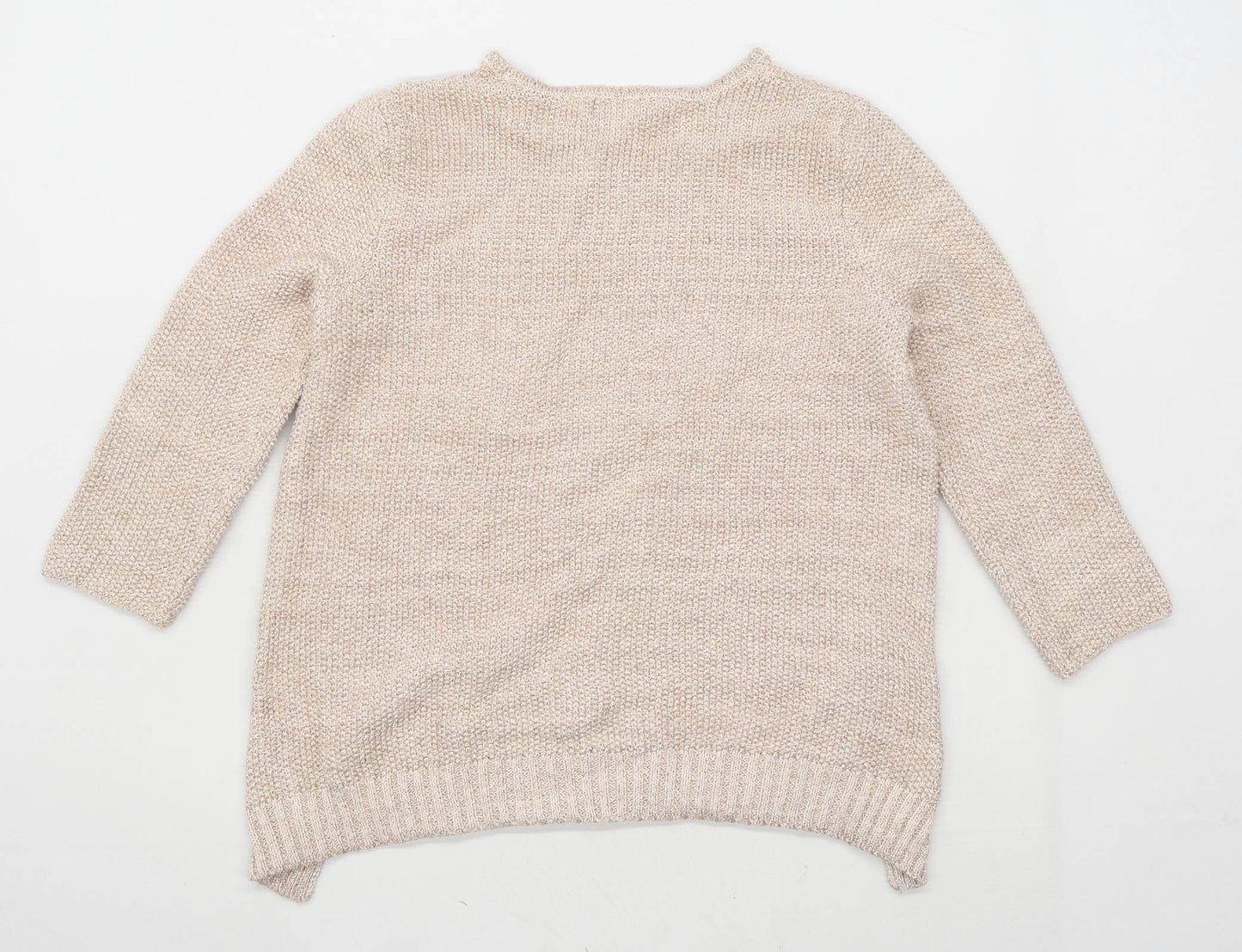 Topshop Womens Size 10 Cotton Blend Beige Jumper (Regular)