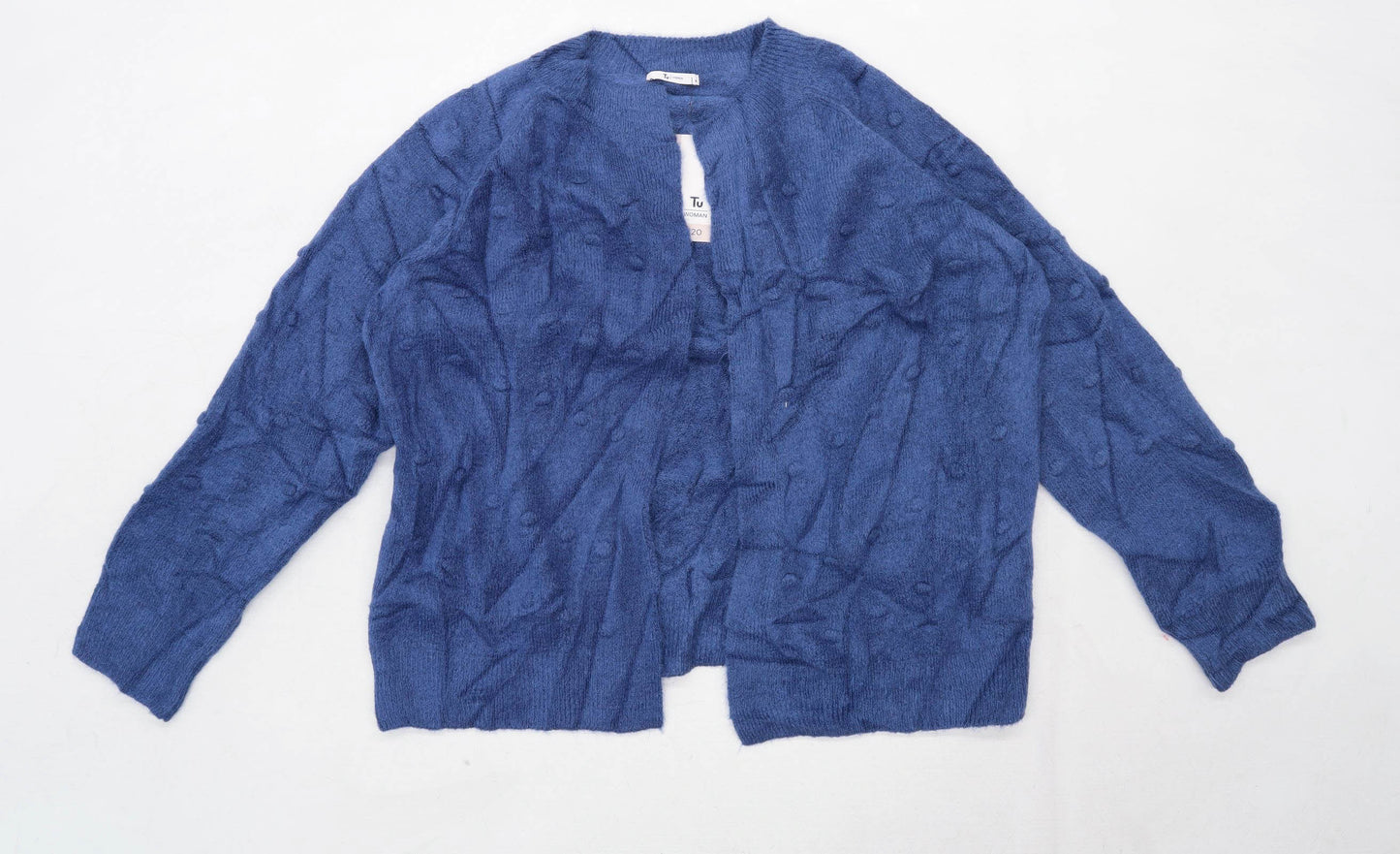 TU Womens Size 16 Textured Blue Cardigan (Regular)