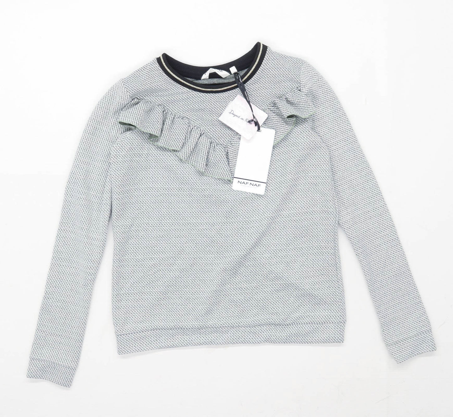 Naf Naf Womens Size XS Geometric Grey Sparkly Top (Regular)