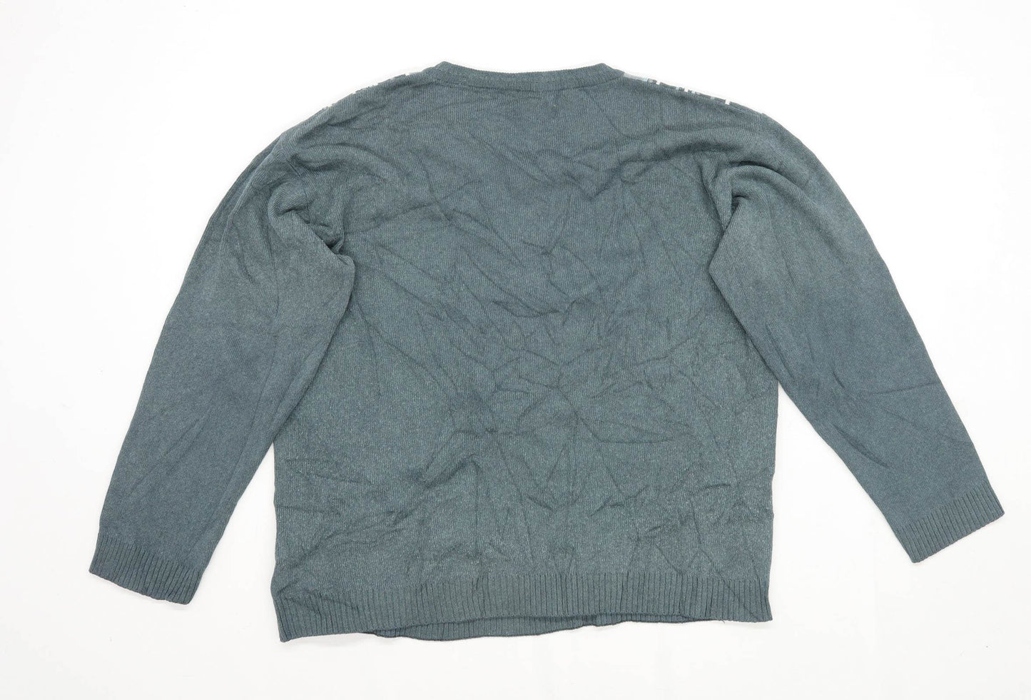 George Mens Size M Cotton Blend Striped Green Jumper