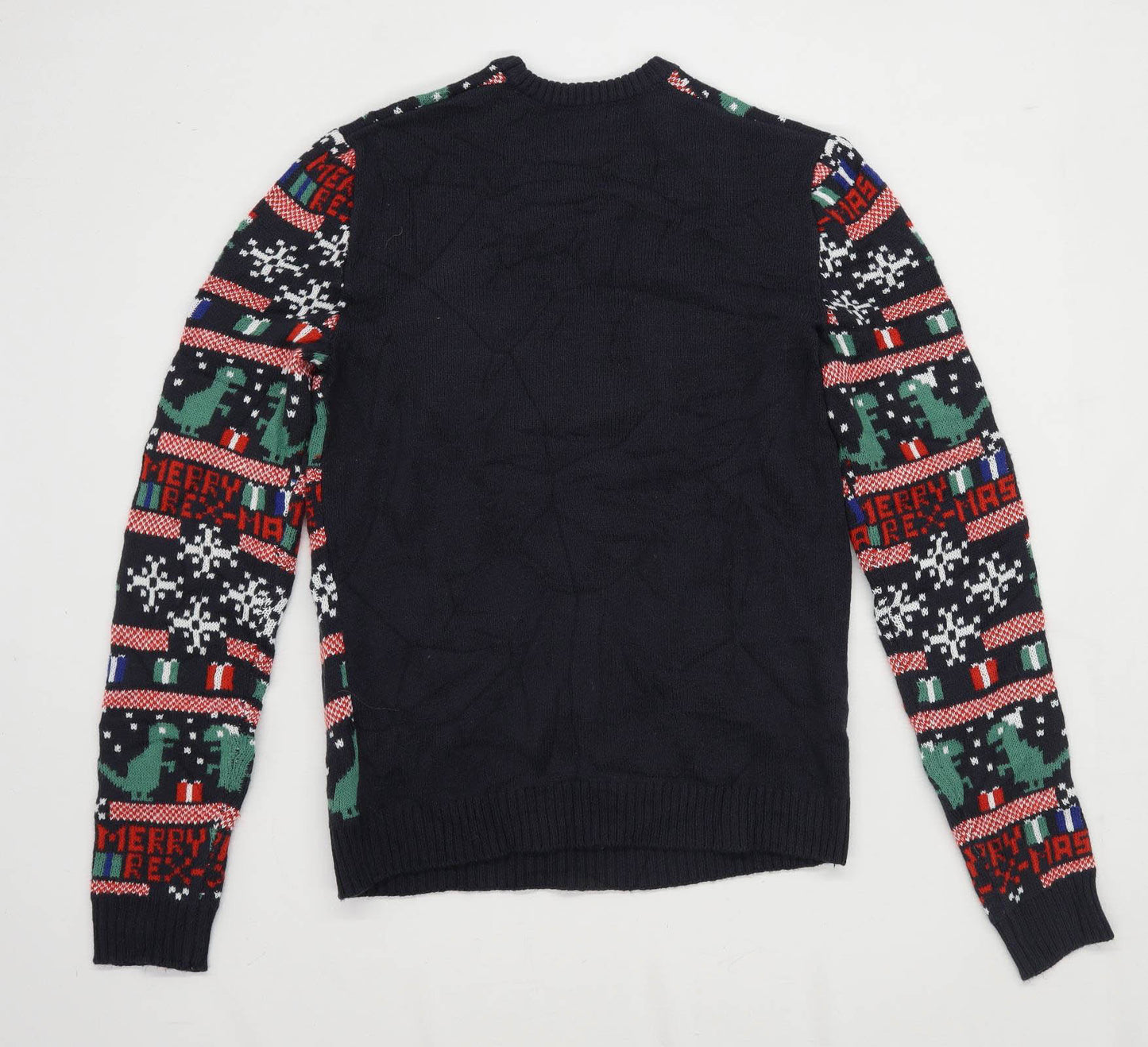 Only & Sons Mens Size S Graphic Blue Christmas Dinosaur Jumper