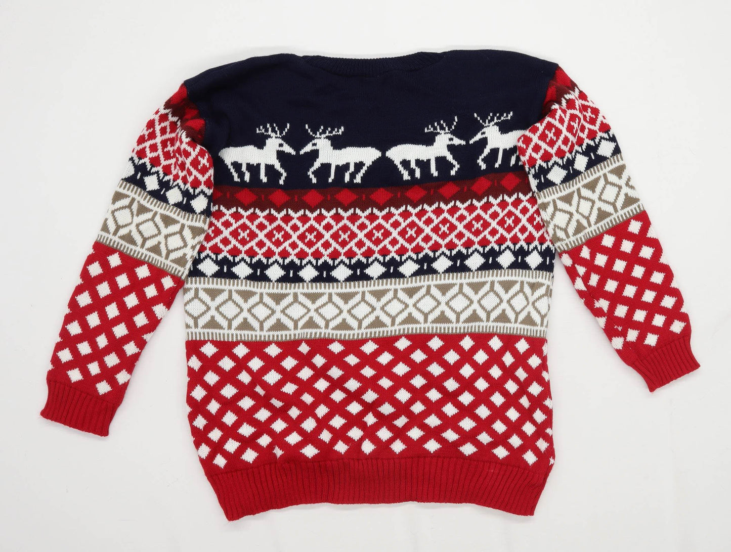 Whisper Mens Size L-XL Paisley Red Raindeer Jumper