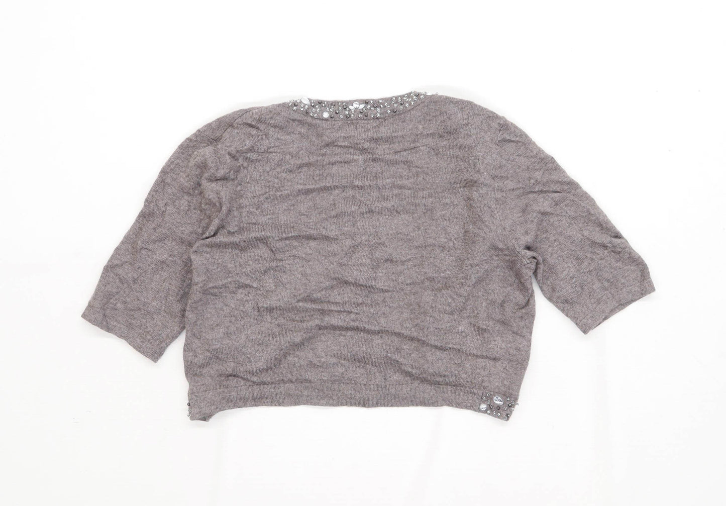 Belle Vere Notte Womens Size 12 Grey Embellished Shrug (Regular)