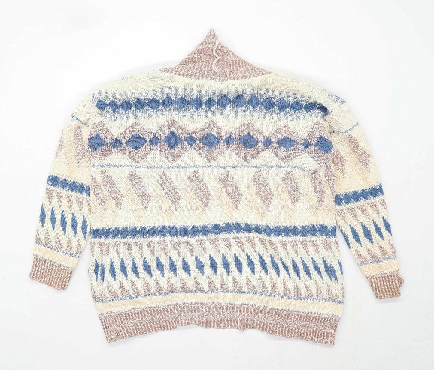 Sparkle & Fade Womens Size S Geometric Beige Cardigan (Regular)