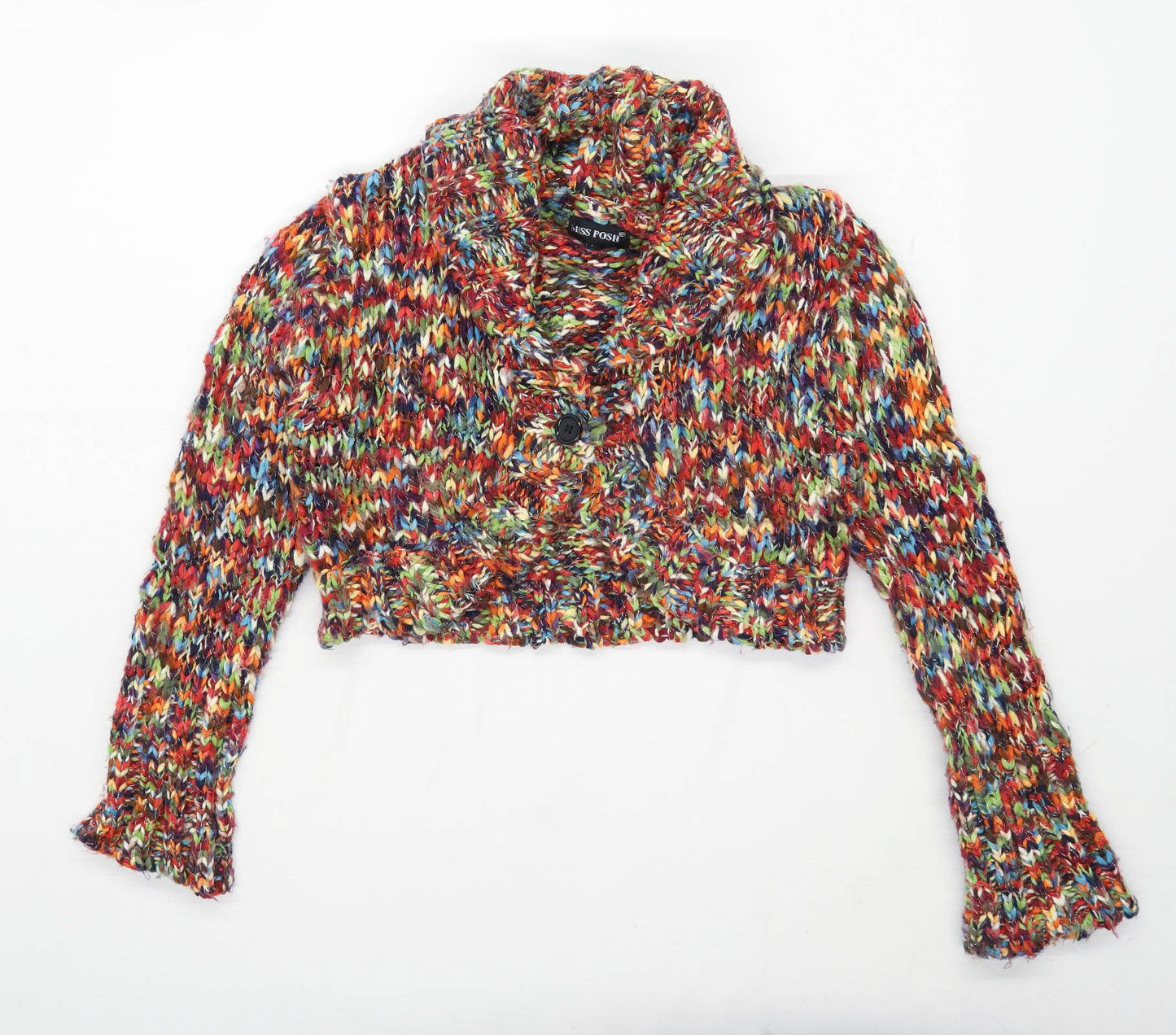 Miss Posh Womens Size M Textured Multi-Coloured Cardigan (Regular)