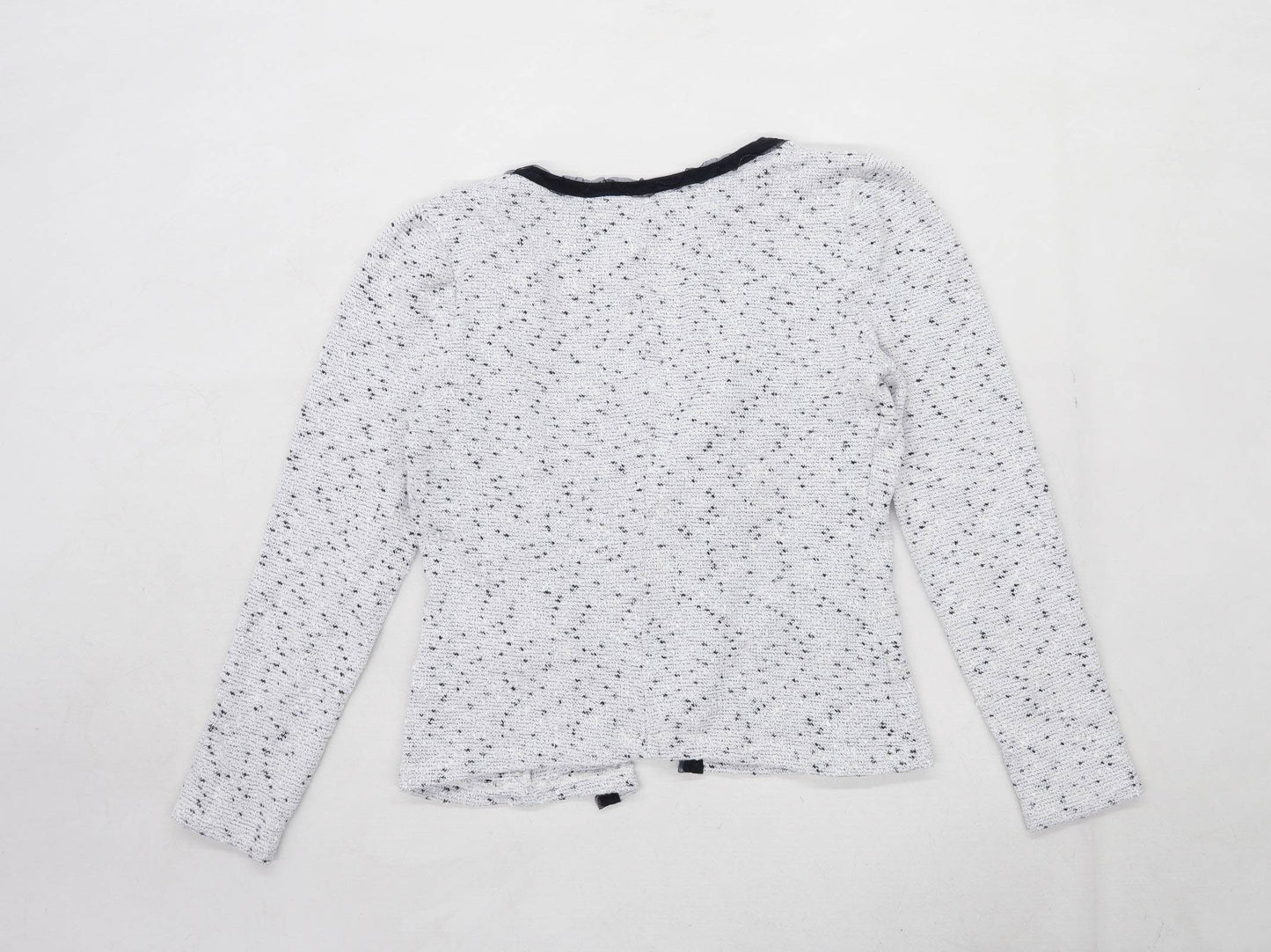 Miss Selfridge Womens Size 12 Textured Cotton Blend Grey Cardigan (Regular)