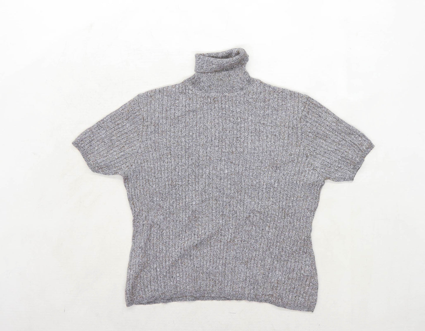 Precise Petite Womens Size L Cotton Grey Ribbed Top (Regular)