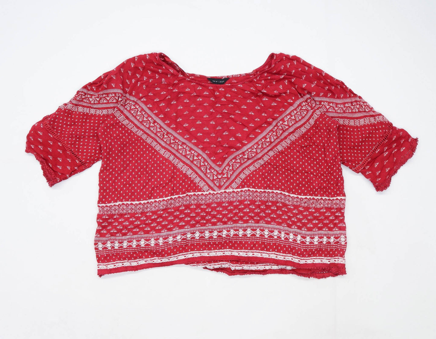 New Look Womens Size 18 Abstract Red Blouse (Regular)
