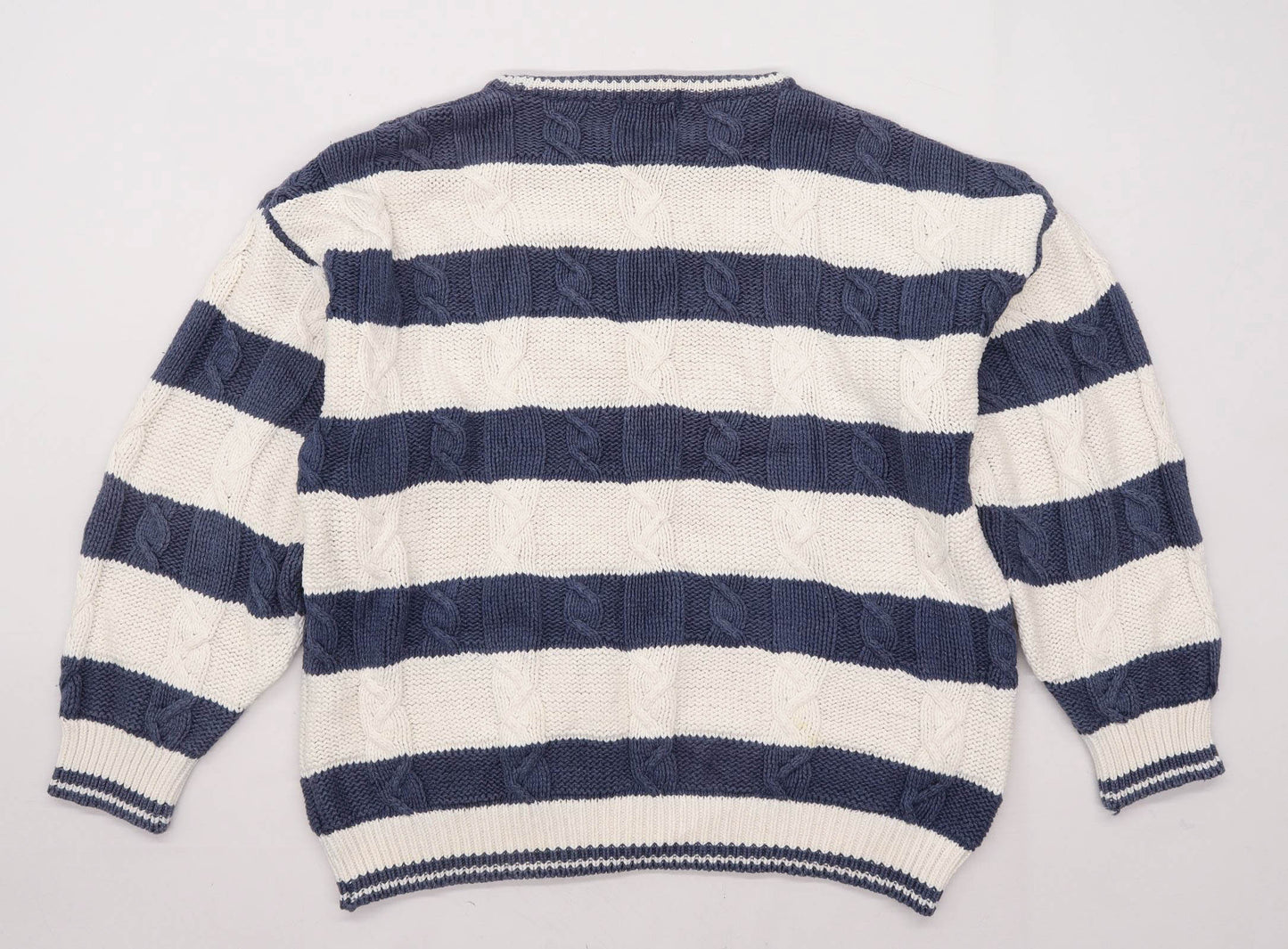 Dash Mens Size L Striped Blue Jumper