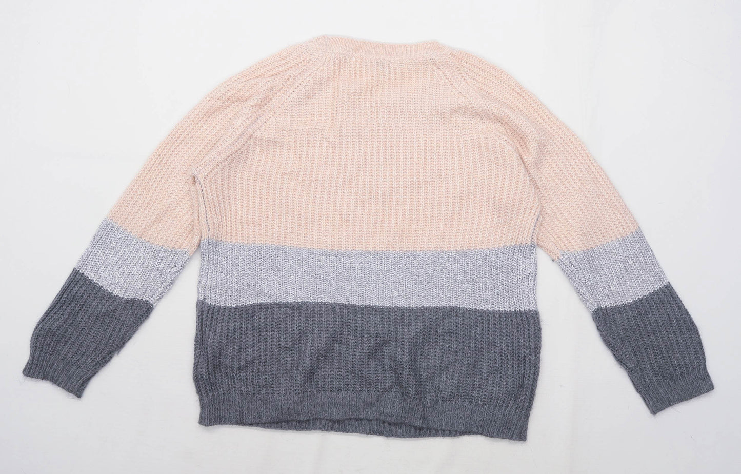 Per Una Womens Size 12 Striped Pink Grey Jumper (Regular)