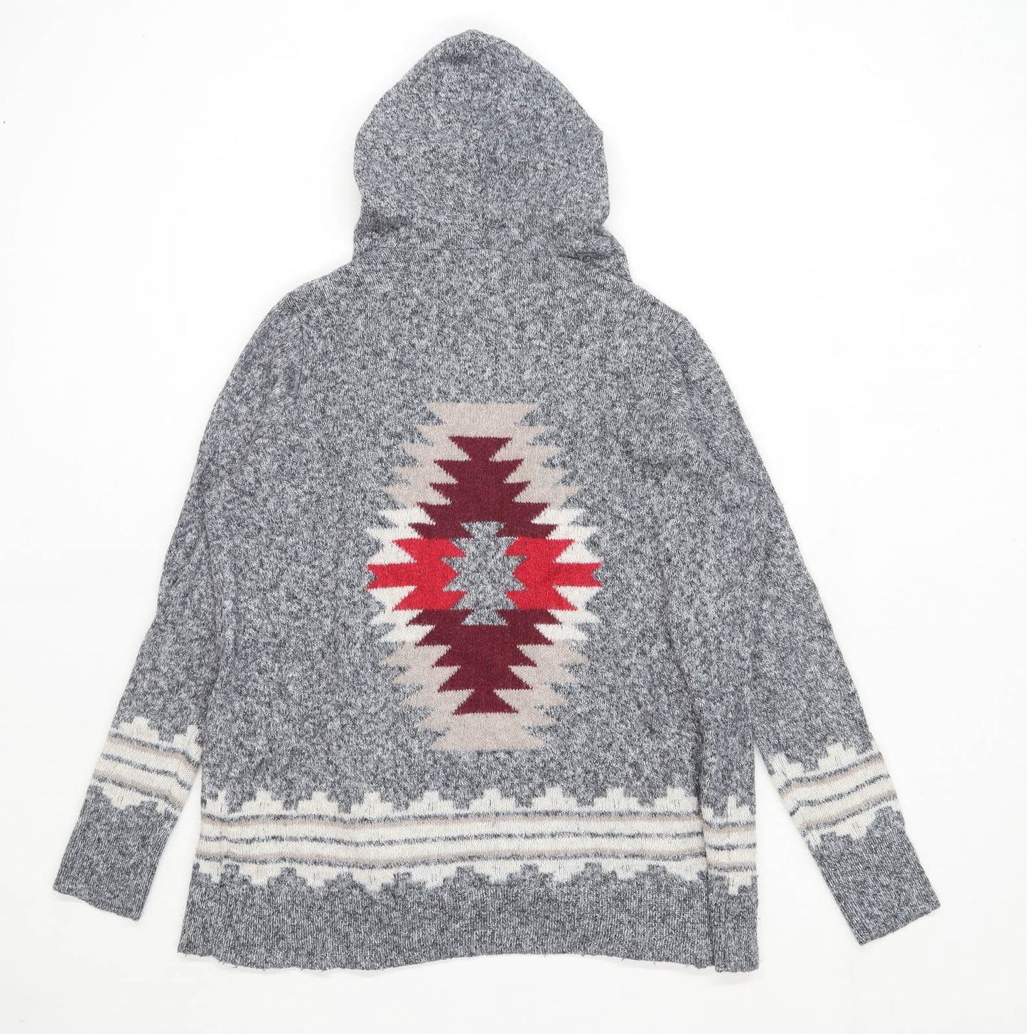 Hollister Womens Size M Geometric Cotton Blend Grey Cardigan (Regular)