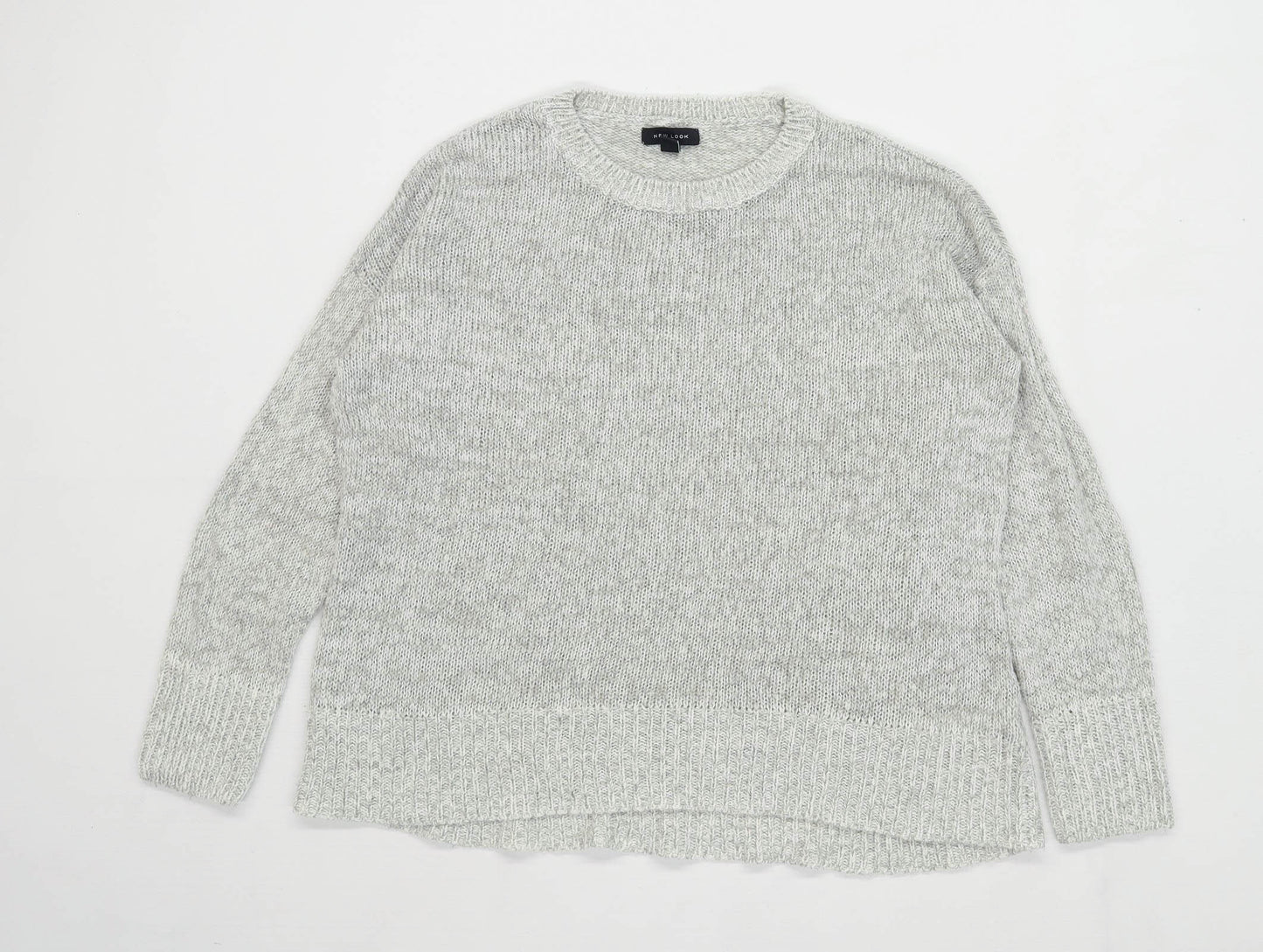 New Look Womens Size L Textured Grey Jumper (Regular)