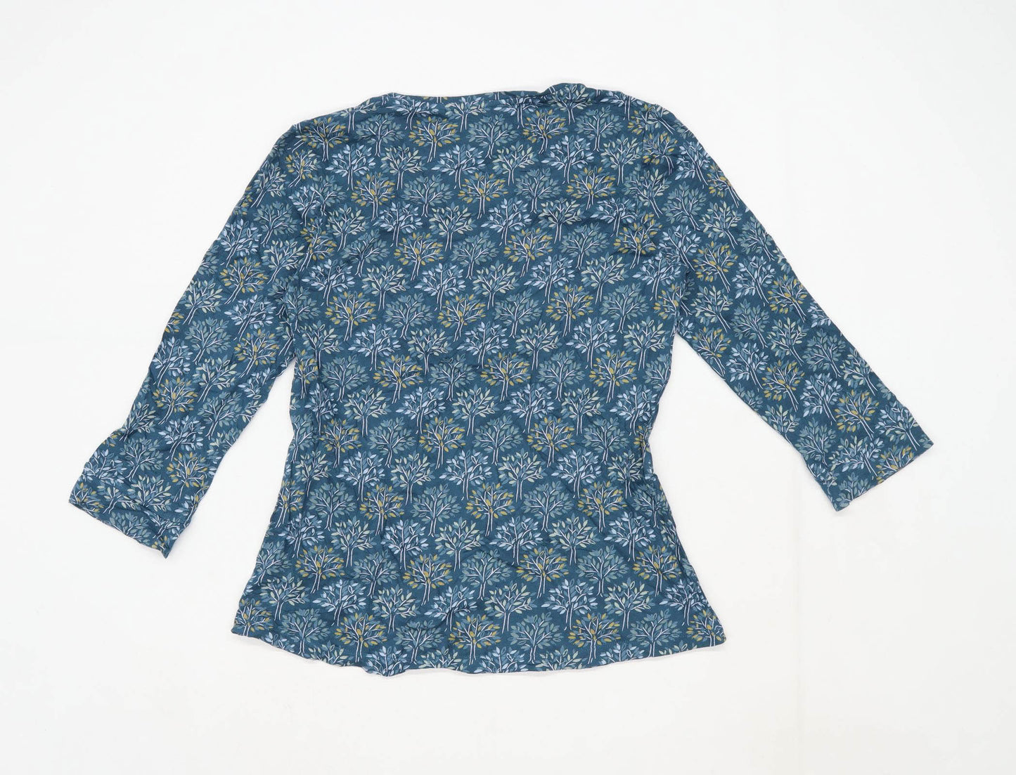 Seasalt Womens Size 12 Floral Cotton Blend Green Blouse (Regular)