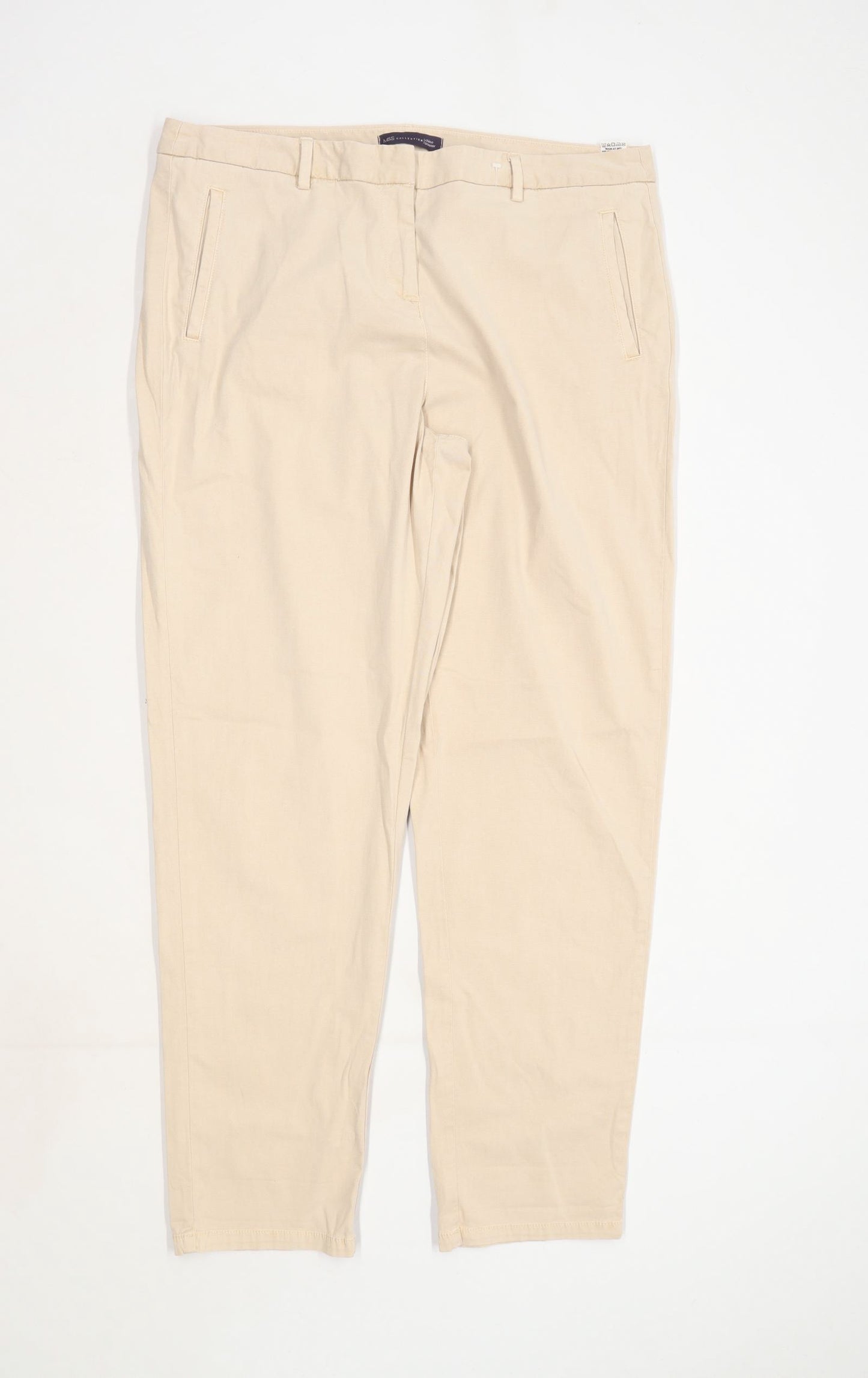 Womens Marks & Spencer Beige Cotton Blend Chinos Size 14/L30