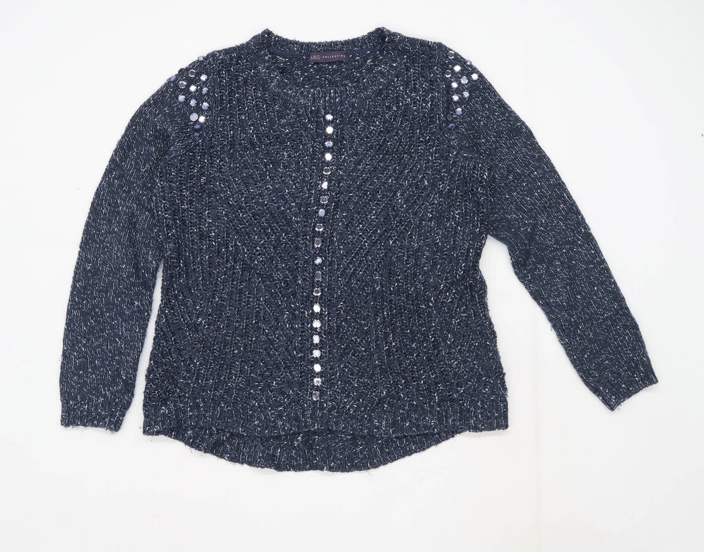 Marks & Spencer Womens Size 10 Textured Grey Jumper (Regular)