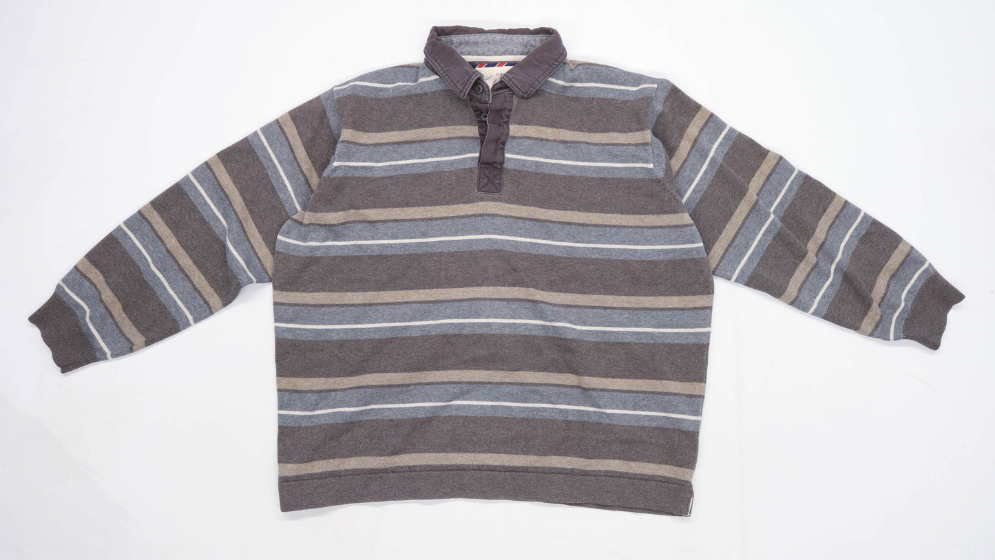 Blue Harbour Mens Size XL Cotton Blend Striped Multi-Coloured Polo Shirt