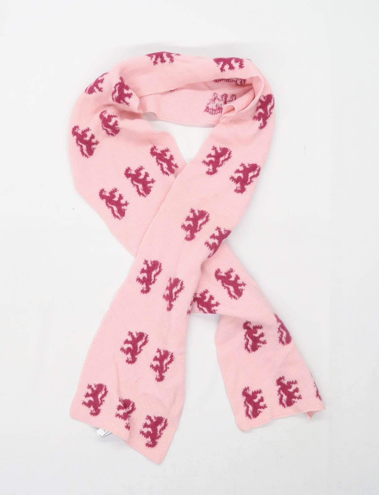 Pringle Scotland Pink Geometric Womens Lambswool Scarf