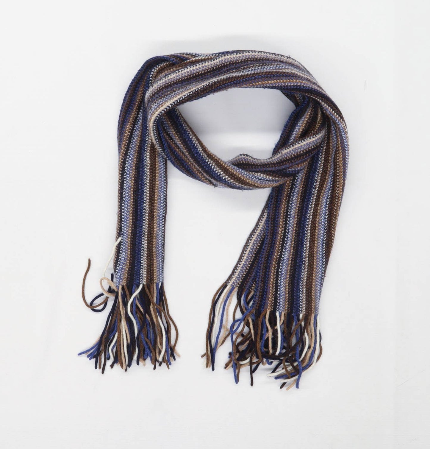 Mulberry Multi-Coloured Striped Womens Lambswool Scarf