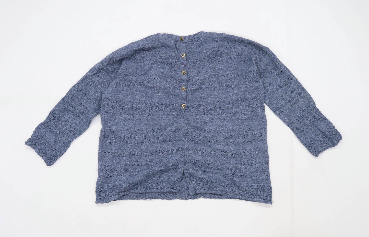 Fat Face Womens Size 14 Textured Cotton Blue Jumper (Regular)