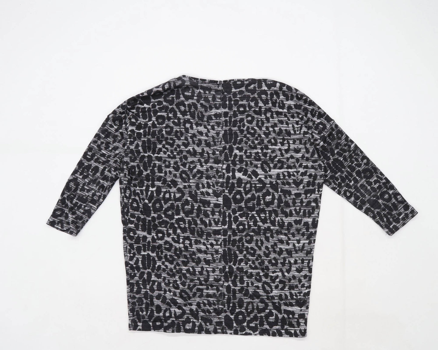 Warehouse Womens Size 10 Animal Print Black Top (Regular)