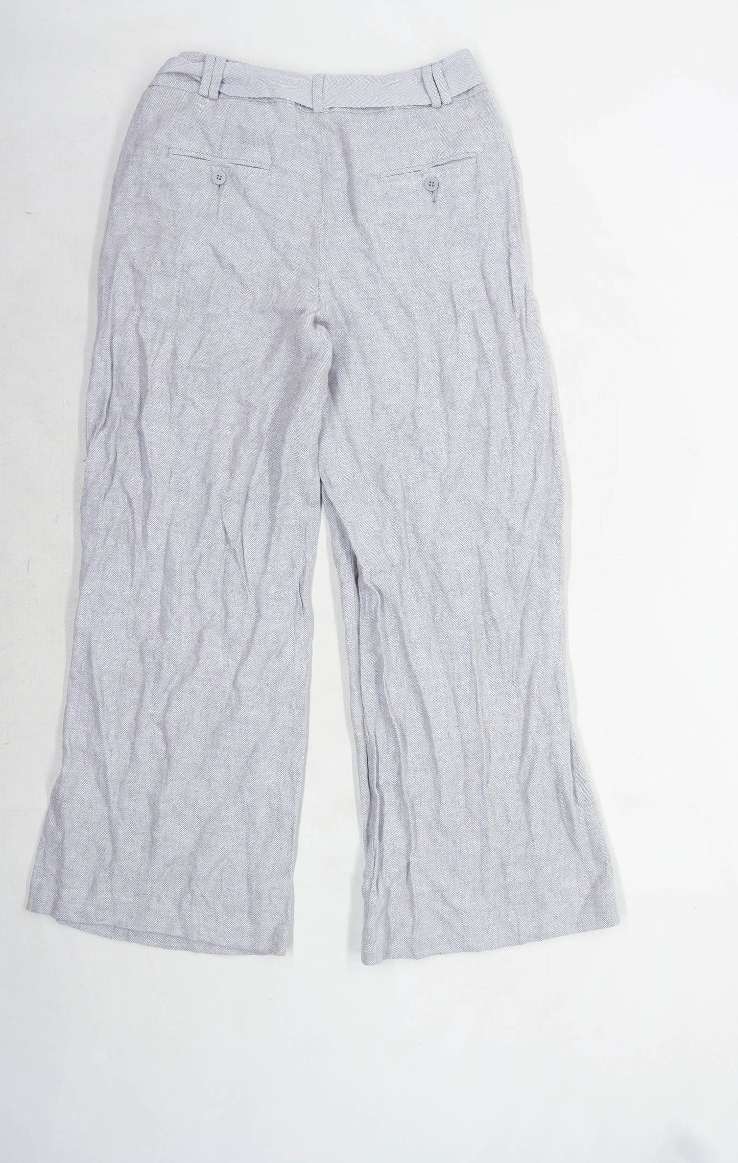 Womens Marks & Spencer Grey Linen Blend Trousers Size 14/L28
