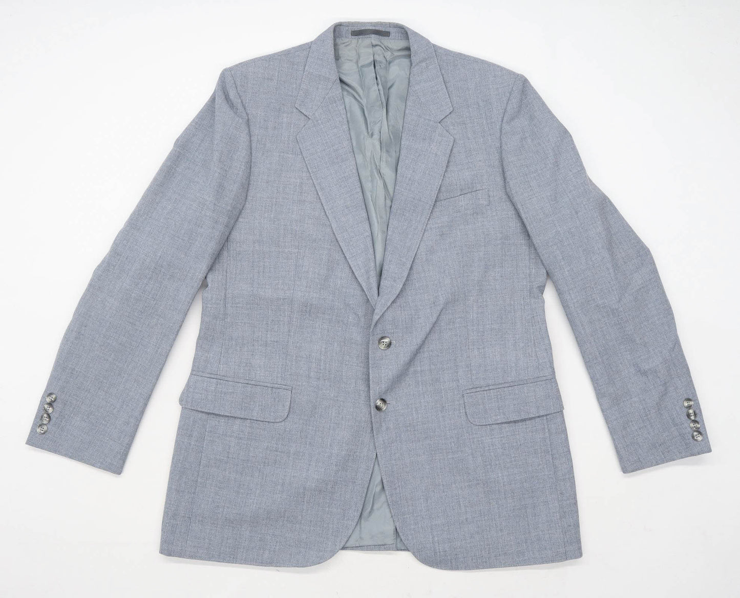 St Michael Mens Wool Blend Grey Single Breasted Suit 42/36 (Regular)