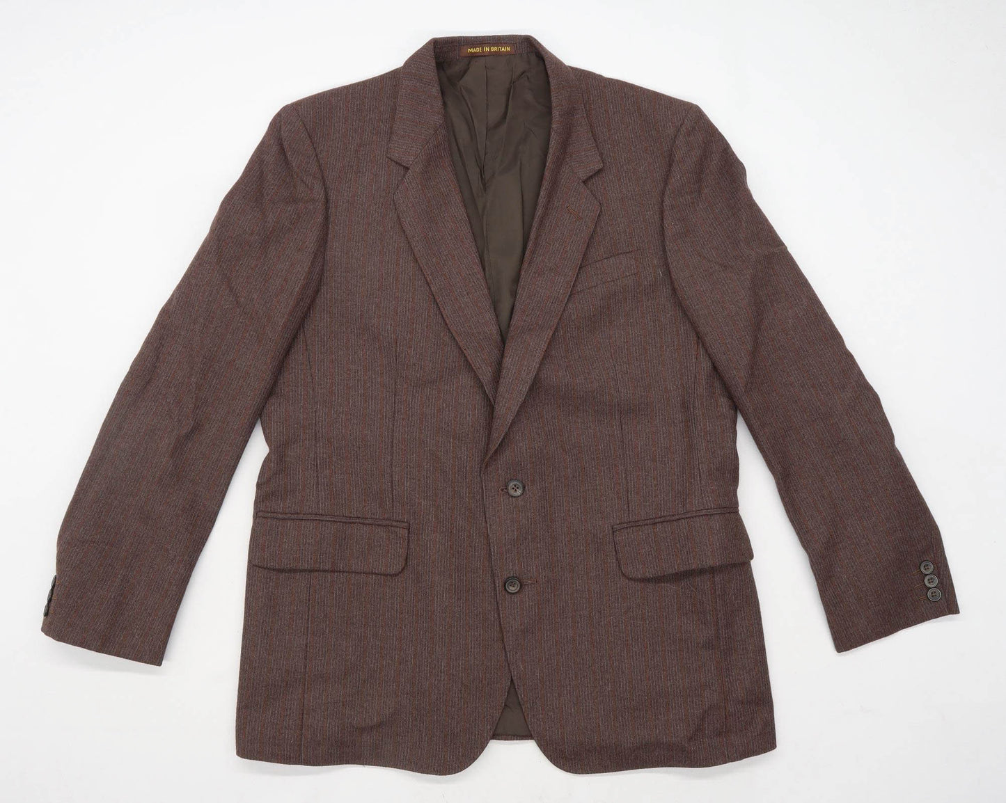 Dunn & Co Mens Wool Striped Brown Single Breasted Suit 42/38 (Regular)
