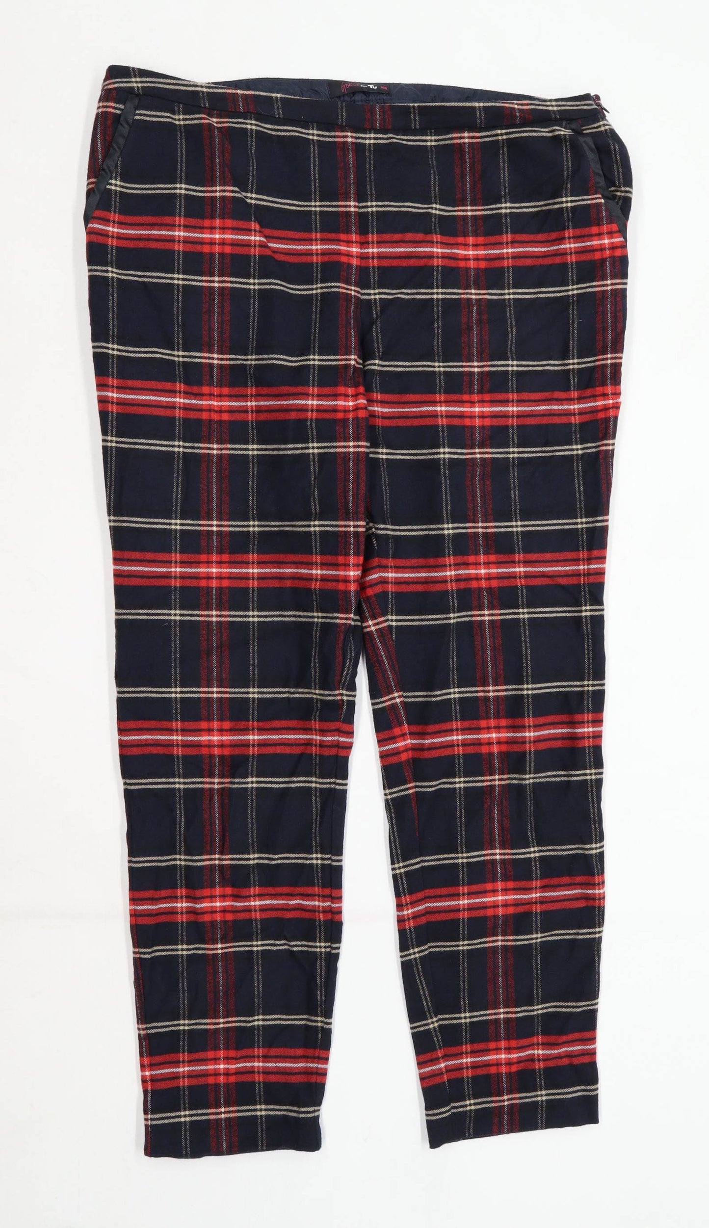 Womens TU Red Cotton Blend Trousers Size 16/L28