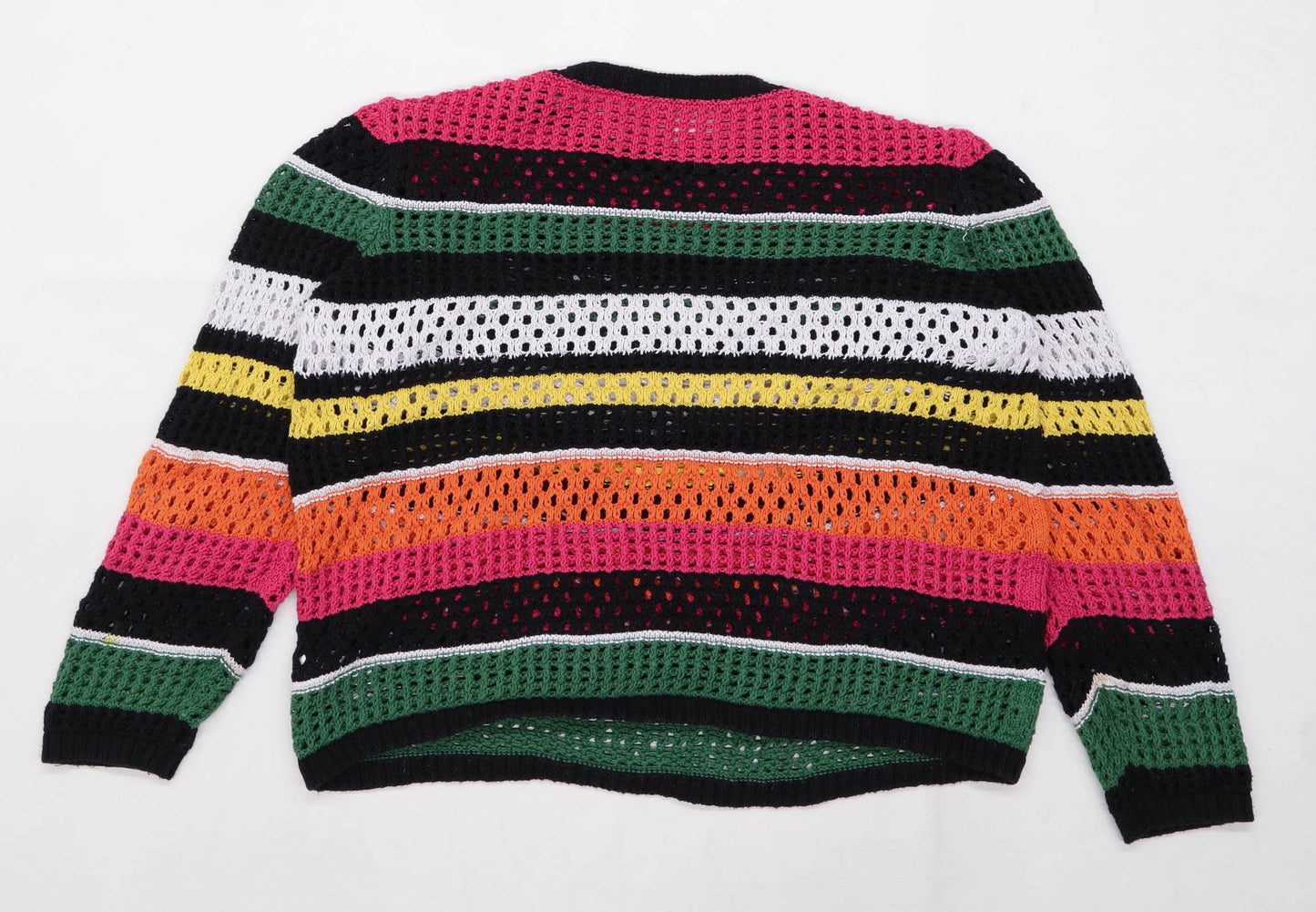 Matalan Womens Size L Striped Cotton Multi-Coloured Jumper (Regular)