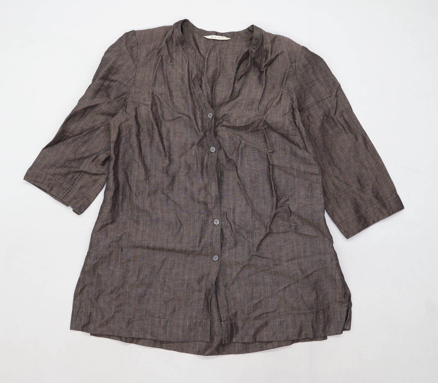 Elvi Womens Size 16 Linen Blend Brown Shirt (Regular)