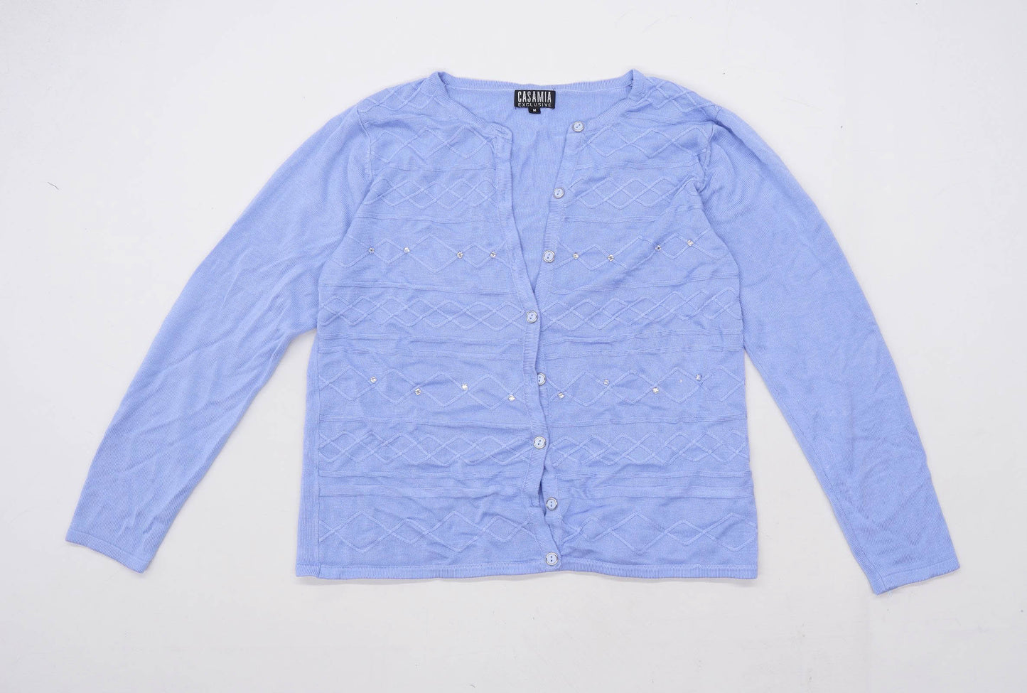 Casamia Womens Size M Blue Gem Detail Cardigan (Regular)
