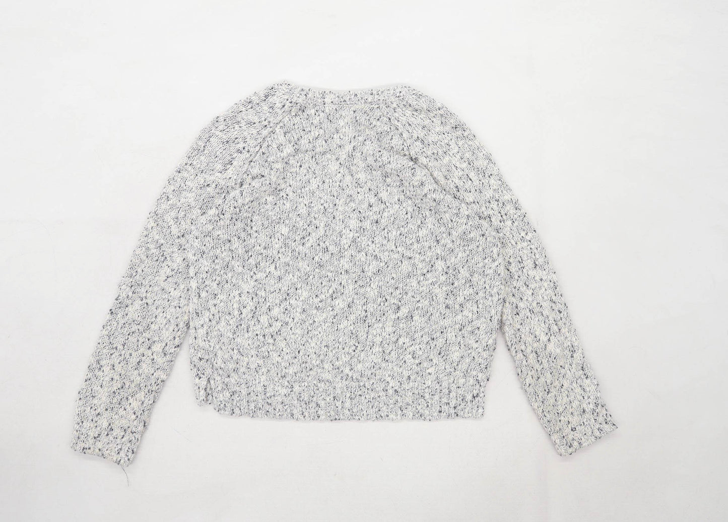 Marks & Spencer Womens Size 12 Textured Cotton Blend Grey Jumper (Regular)