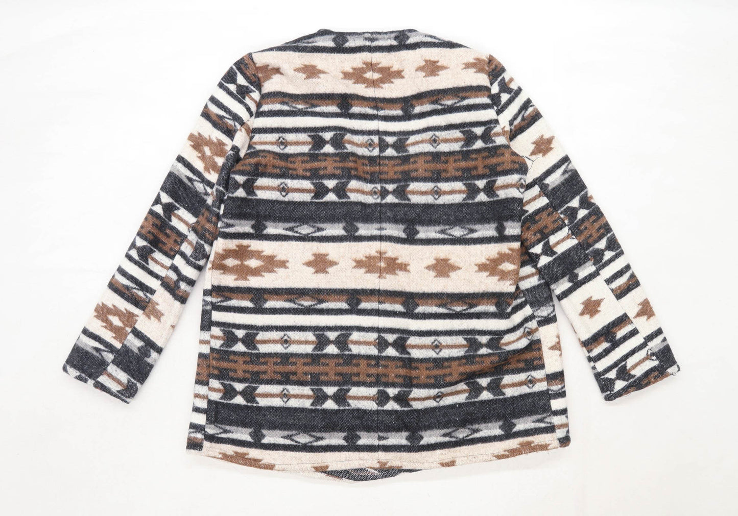 New Look Womens Size 12 Striped Wool Blend Brown Cardigan (Regular)