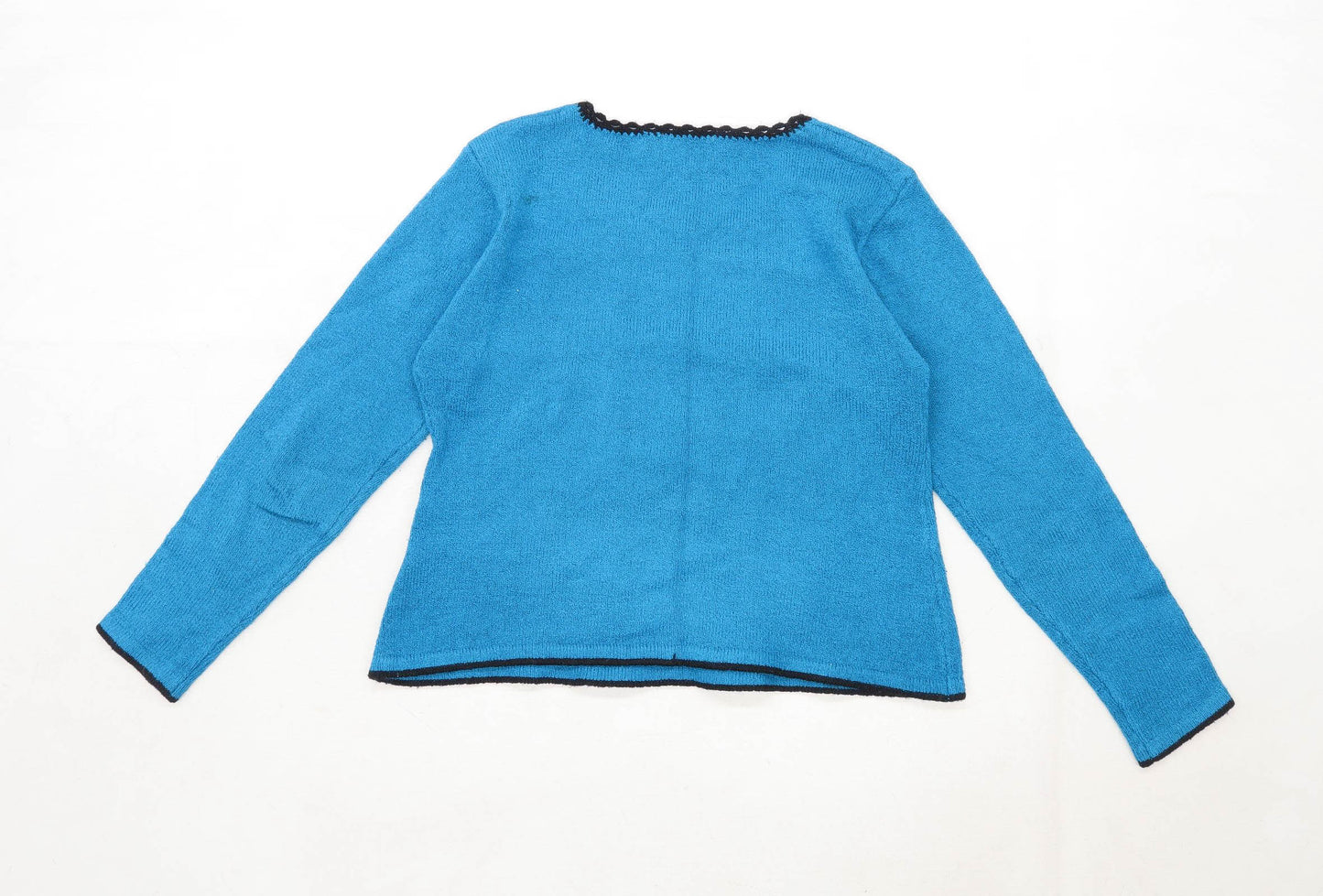 Saloos Womens Size L Floral Blue Jumper (Regular)