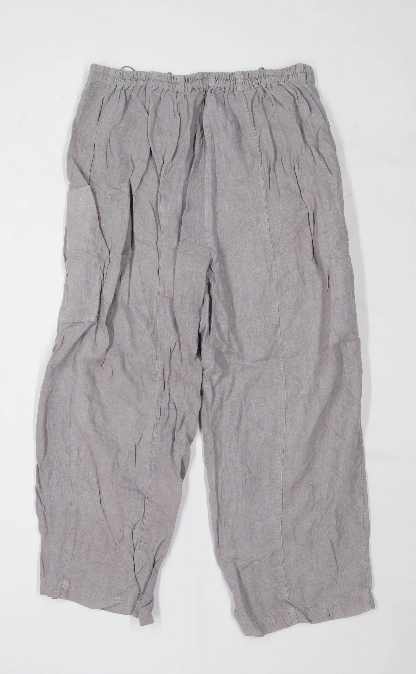 Womens Vetono Grey Linen Blend Trousers Size W34/L26