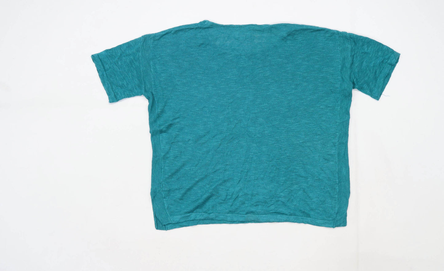 Monsoon Womens Size M Linen Blend Green T-Shirt (Regular)