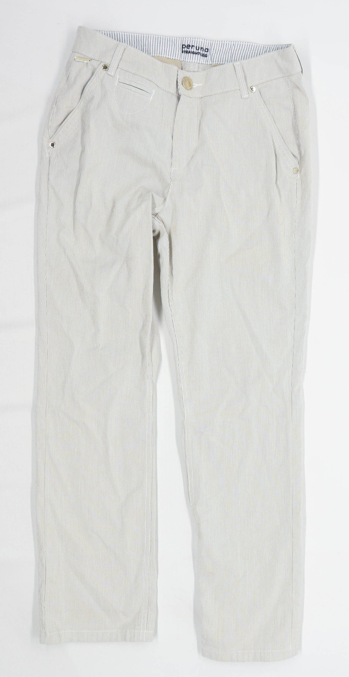 Womens Per Una Beige Cotton Trousers Size 10/L28