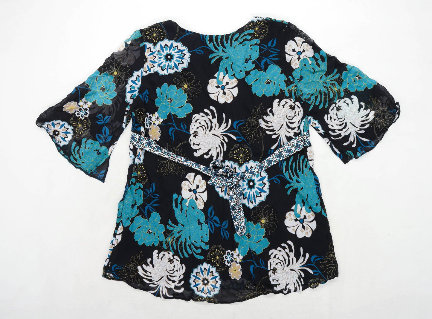 New look Womens Size 24 Floral Black Top (Regular)