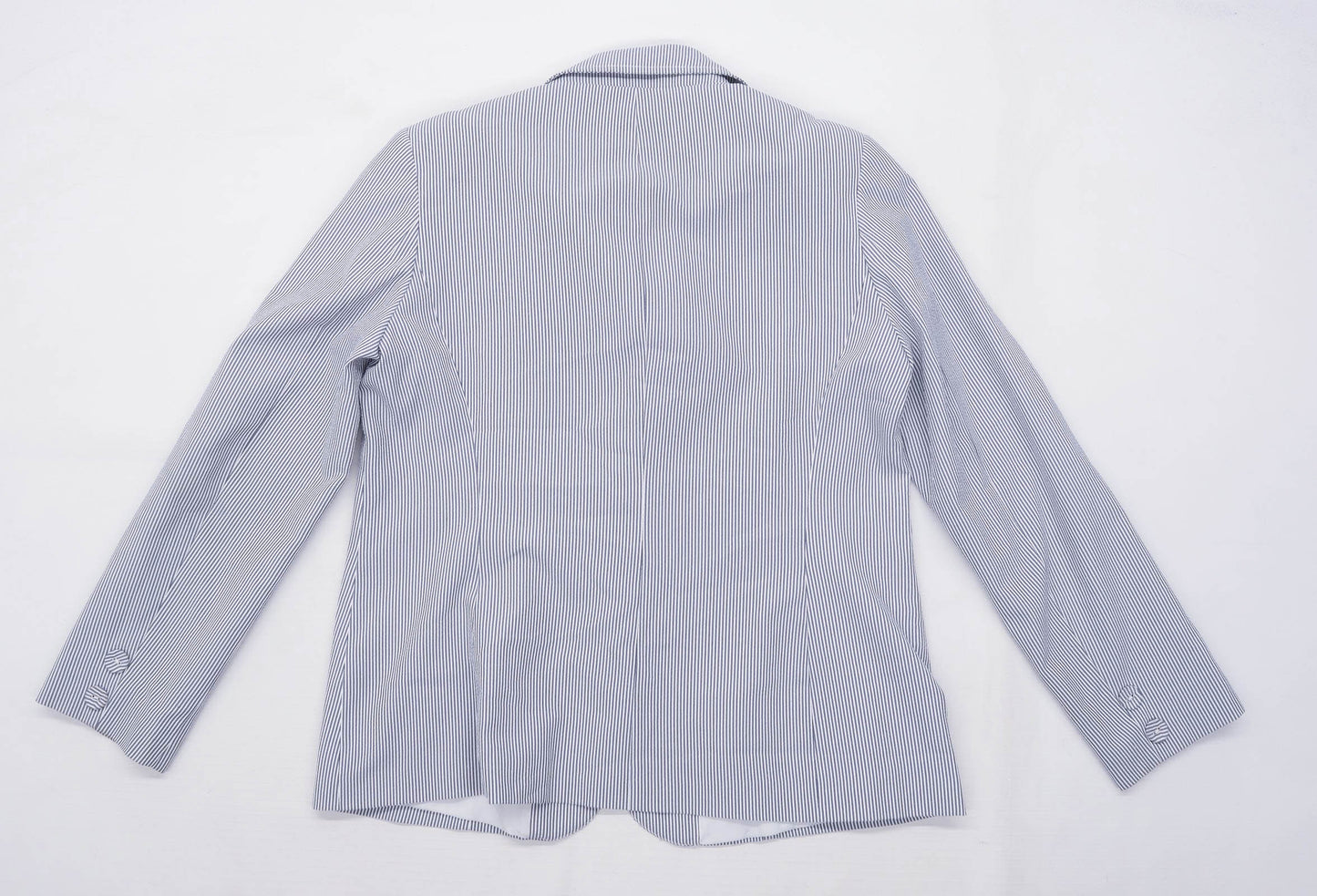 Bonmarche Womens Size 14 Striped Grey Blazer Jacket