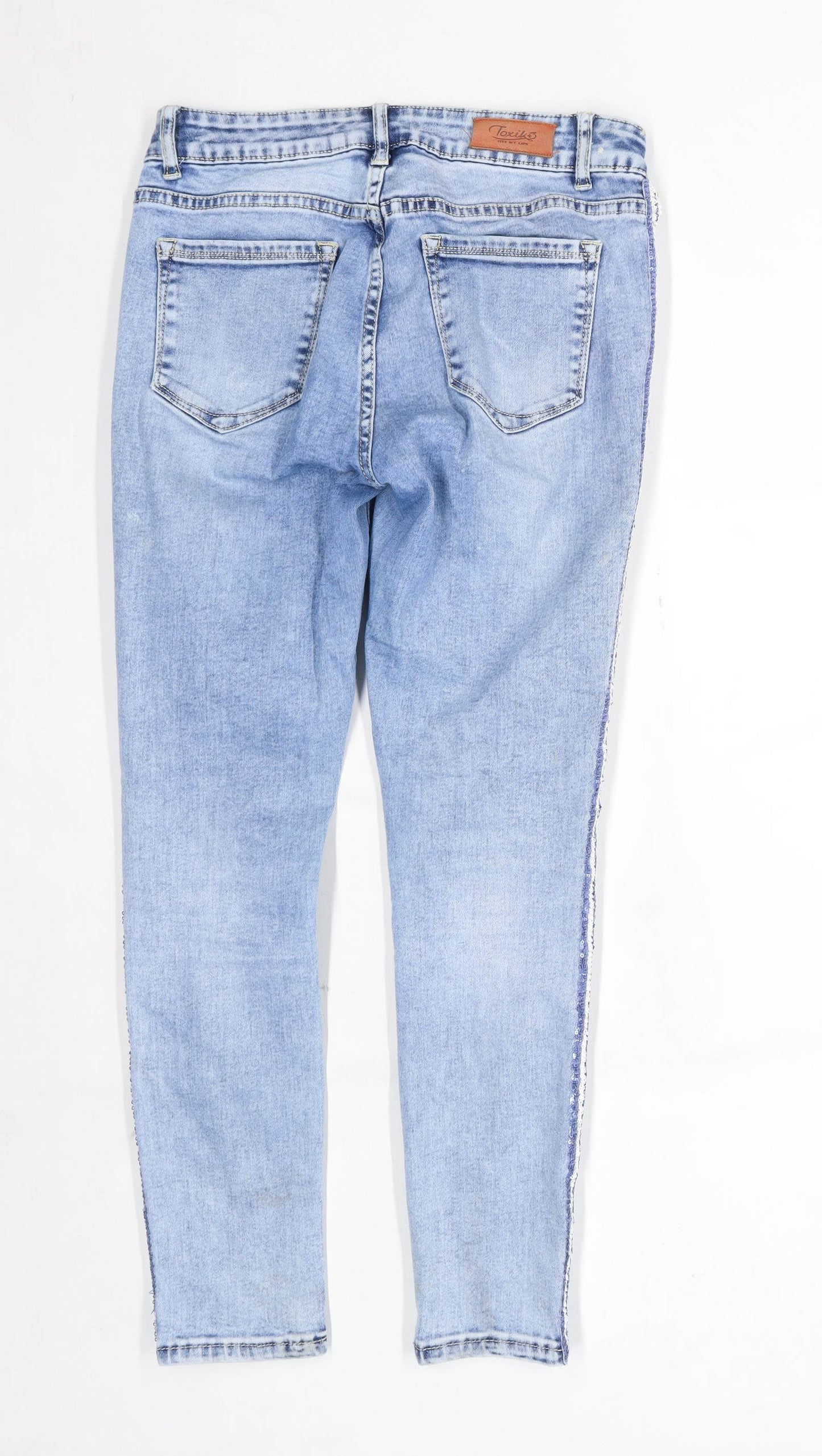 Womens Toxik3 Blue Light Wash Denim Jeans Size 10/L27