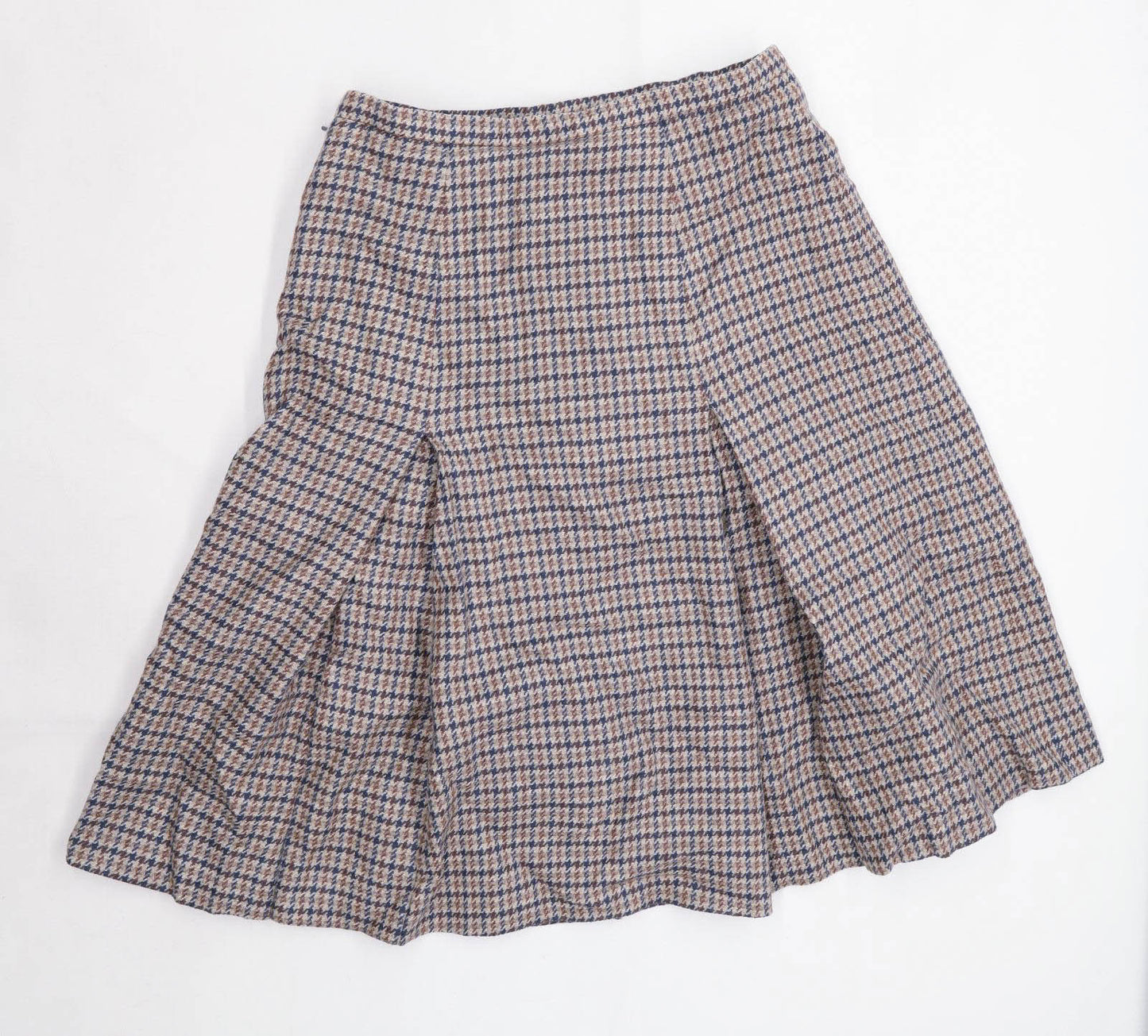 Aquascutum Womens Size W32 Wool Blend Houndstooth Beige Skirt (Regular)