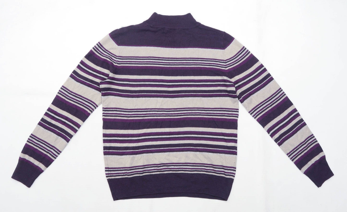 Marks & Spencer Womens Size 10 Striped Purple Jumper (Regular)