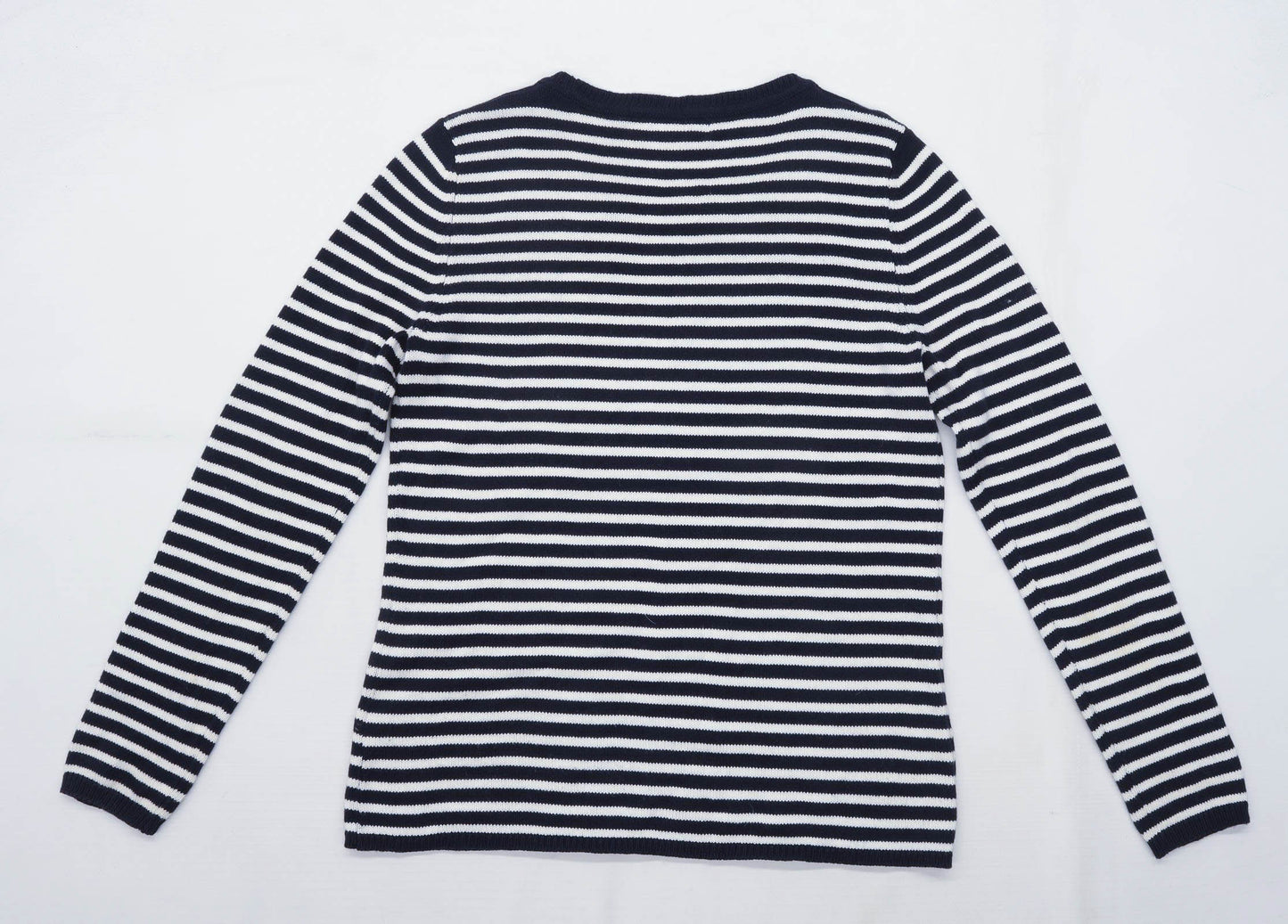 New Look Womens Size 12 Striped Blue Cream Jumper (Regular)