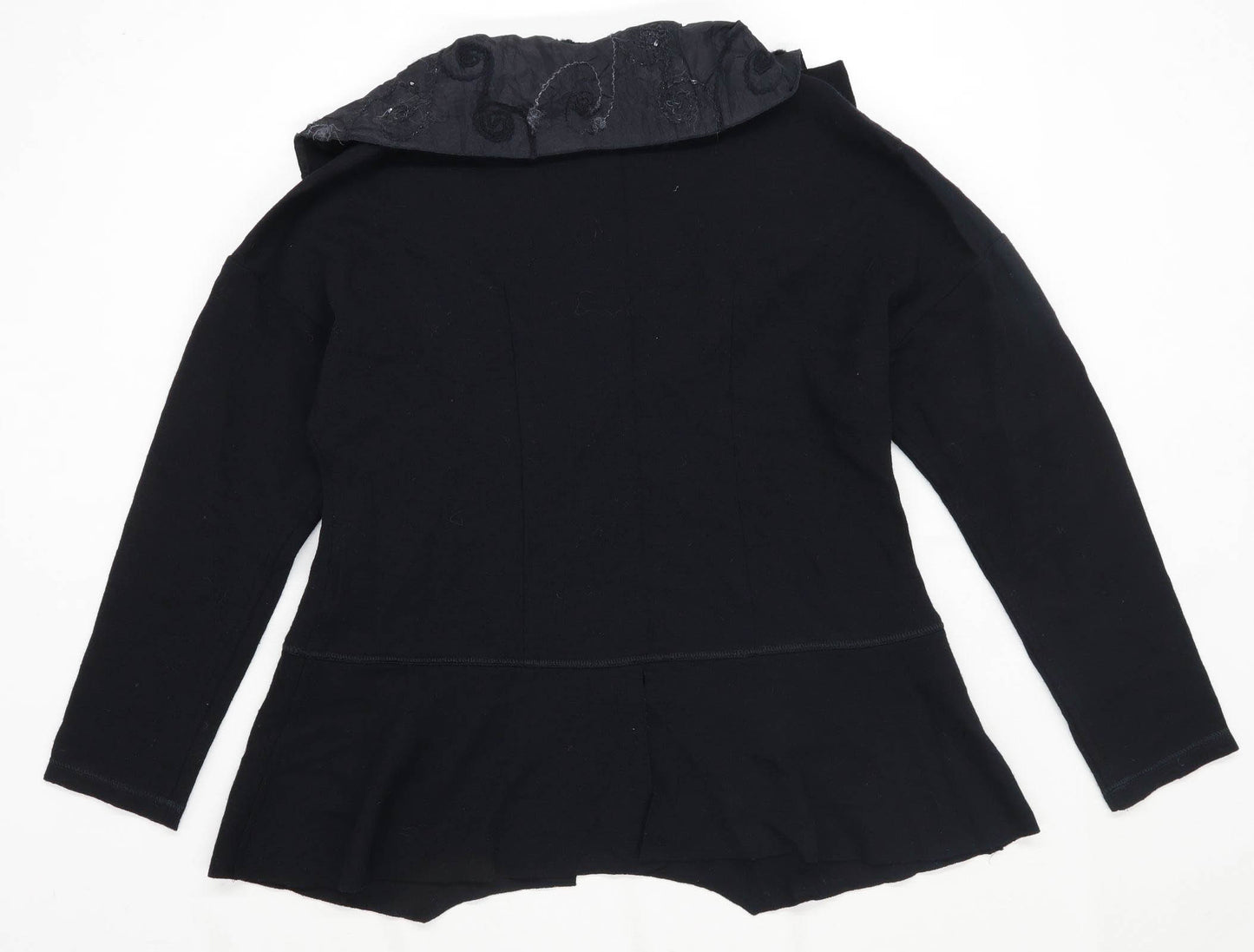 Gold Womens Size 14 Wool Black Frill Cardigan (Regular)