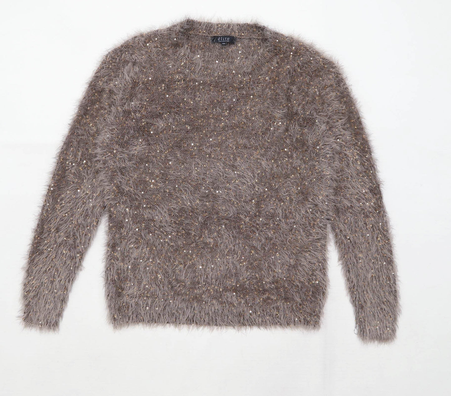 Elite Womens Size M-L Brown Fluffy Jumper (Regular)
